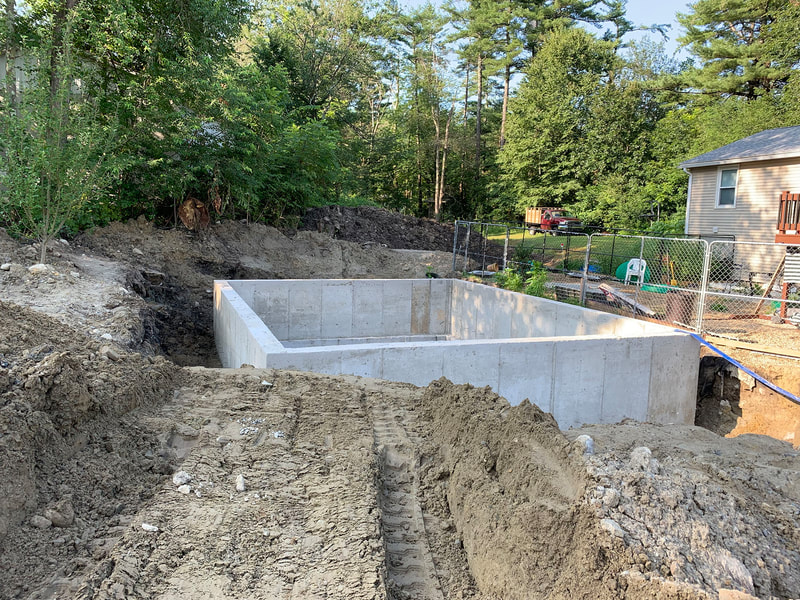Finished concrete foundation